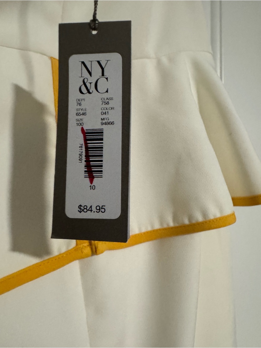 eva mendes for New York & Company Strapless Cream Peplum Dress with Gold Trim - Picture 5 of 7